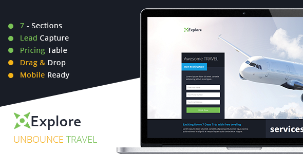 Explore - Travel Unbounce Template