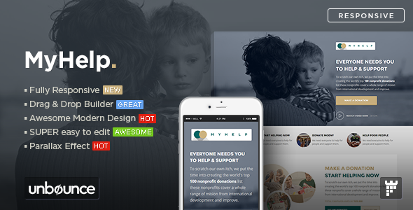 MyHelp - Non-Profit Unbounce Landing page Template