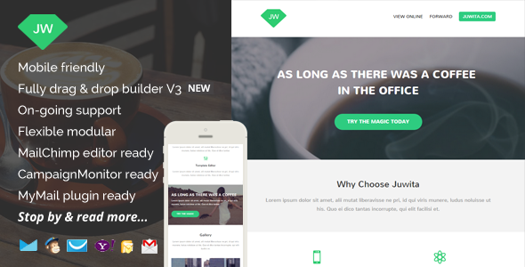 Juwita, Modern Email Template with Builder Access