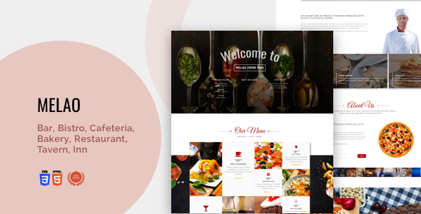 Bar, Bistro, Cafeteria, Bakery, Restaurant, Tavern, Inn | Melao Responsive Theme