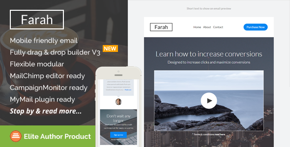 Farah, Responsive Email Template + Builder Access