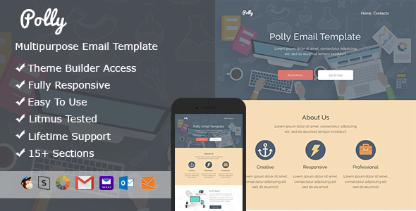 Polly – Responsive HTML Email + StampReady, MailChimp & CampaignMonitor compatible files