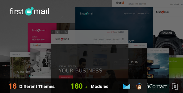 First Mail - 16 Theme Email Templates Set + Online Access