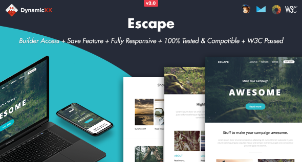 Escape - Responsive Email + Online Builder