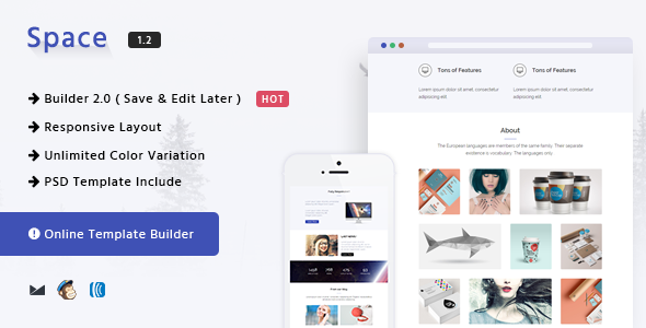 Space - Responsive Email Template + Online Builder