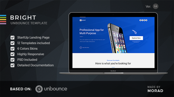 Bright - Unbounce Startup Landing Page