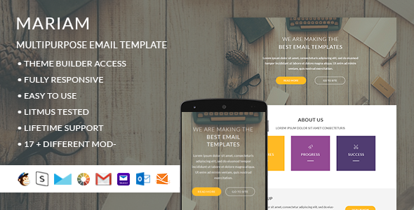 Mariam – Responsive HTML Email + StampReady, MailChimp & CampaignMonitor compatible files