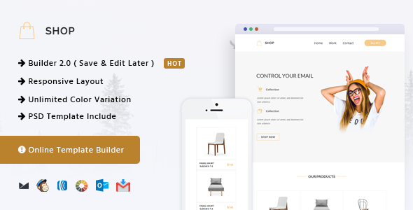 Shop - Responsive Email + Online Template Builder