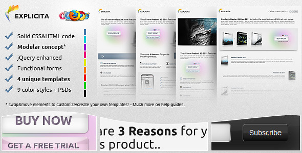 Explicita - Stylish & Explicit Landing Page (4in1)