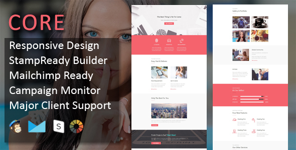 CORE - Multipurpose Responsive Email Template with online Stampready & Mailchimp Builders Access