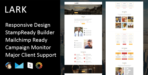 Lark - Multipurpose Responsive Email Template + Stampready Builder