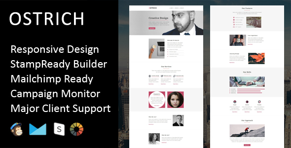 Ostrich - Multipurpose Responsive Email Template + Stampready Builder