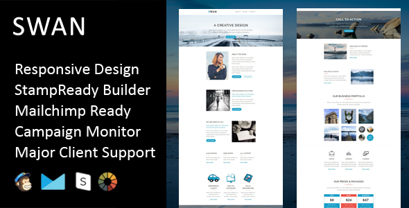 Swan - Multipurpose Responsive Email Template + Stampready Builder