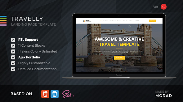 Travelly - Tourism & Agency HTML Landing Page
