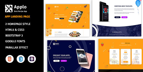 Applo - Application, Product, Food, and Recipe Marketing Landing Page