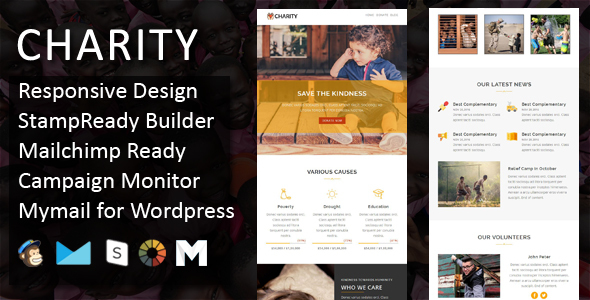 Charity - Responsive Email Template with Online StampReady & Mailchimp Builders