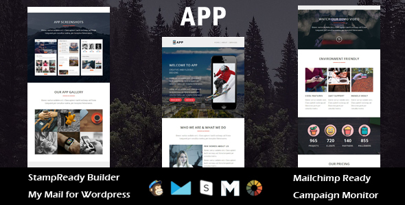 APP- Multipurpose Responsive Email Template + Stamp Ready Builder Access