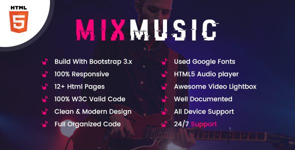 MixMusic -  Music, Band & Radio HTML5 Template