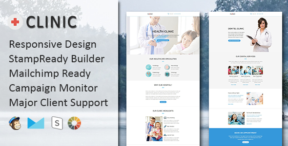 CLINIC - Multipurpose Responsive Email Template with Online StampReady & Mailchimp Builders