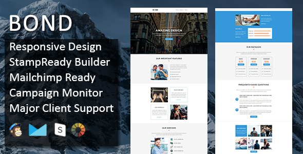 Bond - Multipurpose Responsive Email Template + Stampready Builder