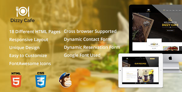 Dizzy Cafe - Responsive Restaurant/Cafe Site Template