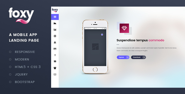 Foxy App Landing Page Template
