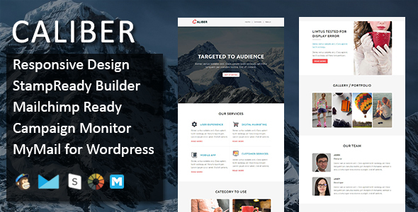 CALIBER - Multipurpose Responsive Email Template with Stamp Ready Builder Access