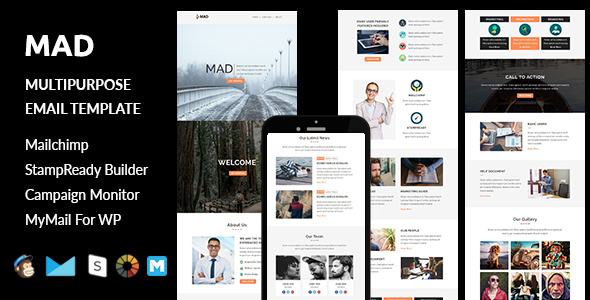 Mad - Multipurpose Responsive Email Template with Stampready Builder Access