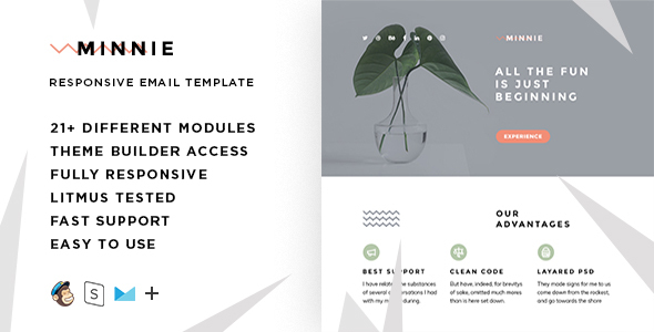 Minnie  – Responsive HTML Email + StampReady, MailChimp & CampaignMonitor compatible files