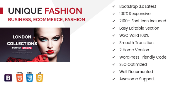Unique - Fashion / Retail  eCommerce HTML5 Template