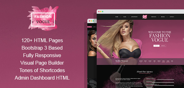 Fashion Vogue - HTML Template for Model Agency and Portfolio with Page Builder