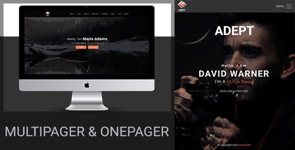 Adept - Creative Personal Portfolio / Resume And Blog Template