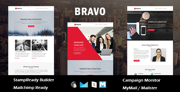 Bravo - Multipurpose Responsive Email Templates with Stamp Ready Builder Access