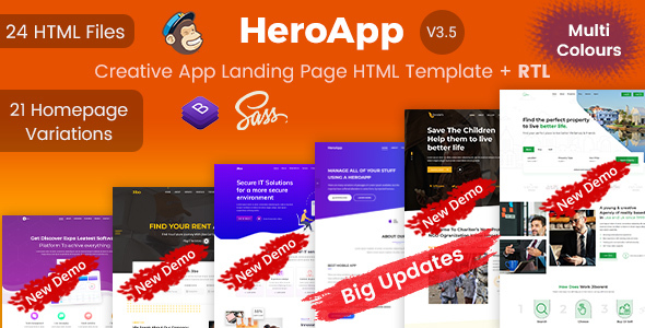 HeroApp - Landing Page HTML Templates
