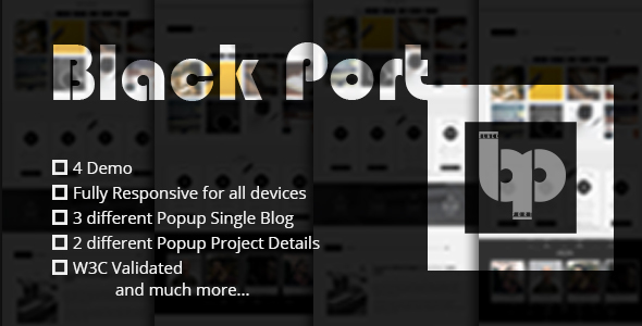 Black Port - Creative Agency, Corporate and Portfolio One Page Template