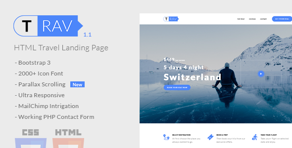 Trav | Travel HTML Landing Page