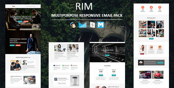 Rim - Multipurpose Responsive Email Template with Stampready Builder Access