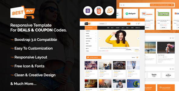 Bestbuy - Bootstrap Responsive template for deals & coupon codes