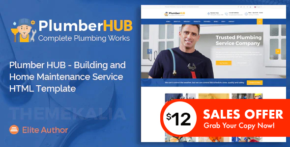 Plumber HUB - Building and Home Maintenance Service HTML Template