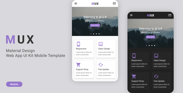 MUX - Material Design Web App UI Kit Mobile Template