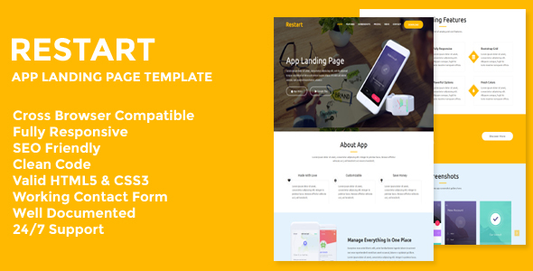 Restart - Responsive App Landing Page
