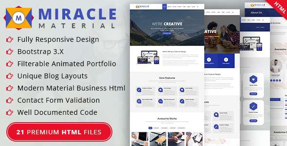 Miracle - Material Design HTML Template
