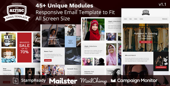 Altisc - Responsive Ecommerce Email Newsletter with Online Builder Stampready