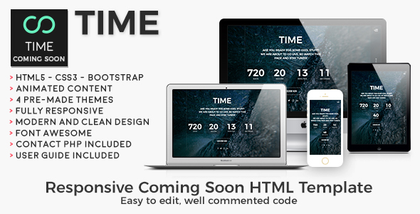 Time - Animated Coming Soon HTML/CSS Website Template