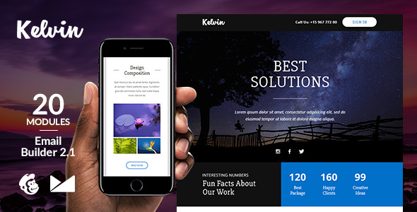 Kelvin Responsive Email Template + Online Emailbuilder 2.1