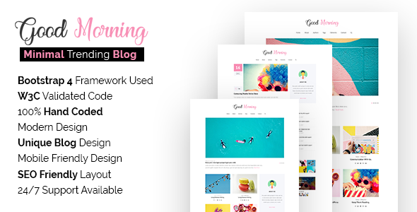 Good Morning - SEO Friendly Minimal Blog Site Template