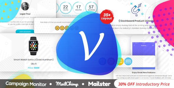 Vespro | Responsive Multipurpose Notification + Transnational Email Template With Builder