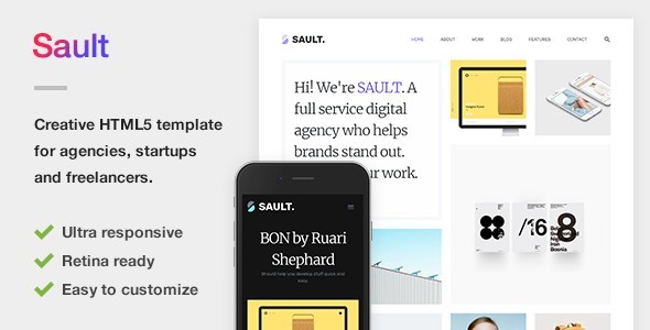 Sault - Creative Portfolio HTML5 Template for Agencies, Startups & Freelancers