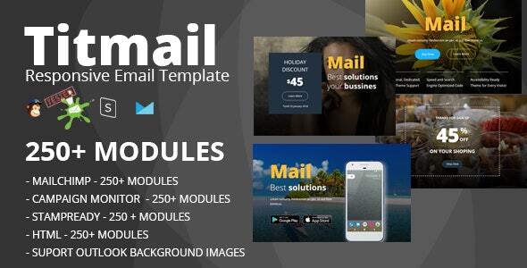 TITMAIL - Responsive Email Template (250+ Modules) + Online Stampready Builder