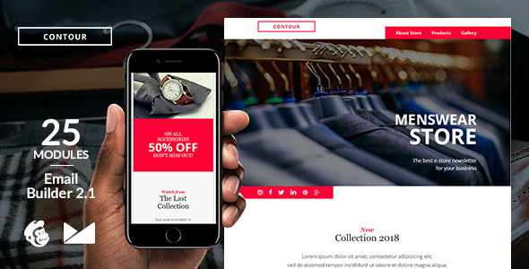 Contour Responsive Email Template + Online Emailbuilder 2.1